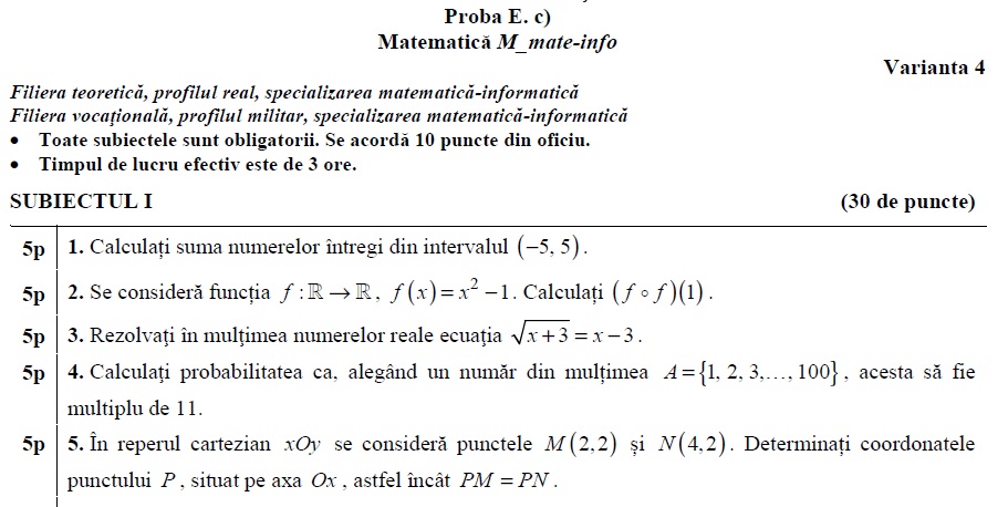 BAREME DE CORECTARE şi SUBIECTE BAC 2017 OLIMPICI. Elevii ...