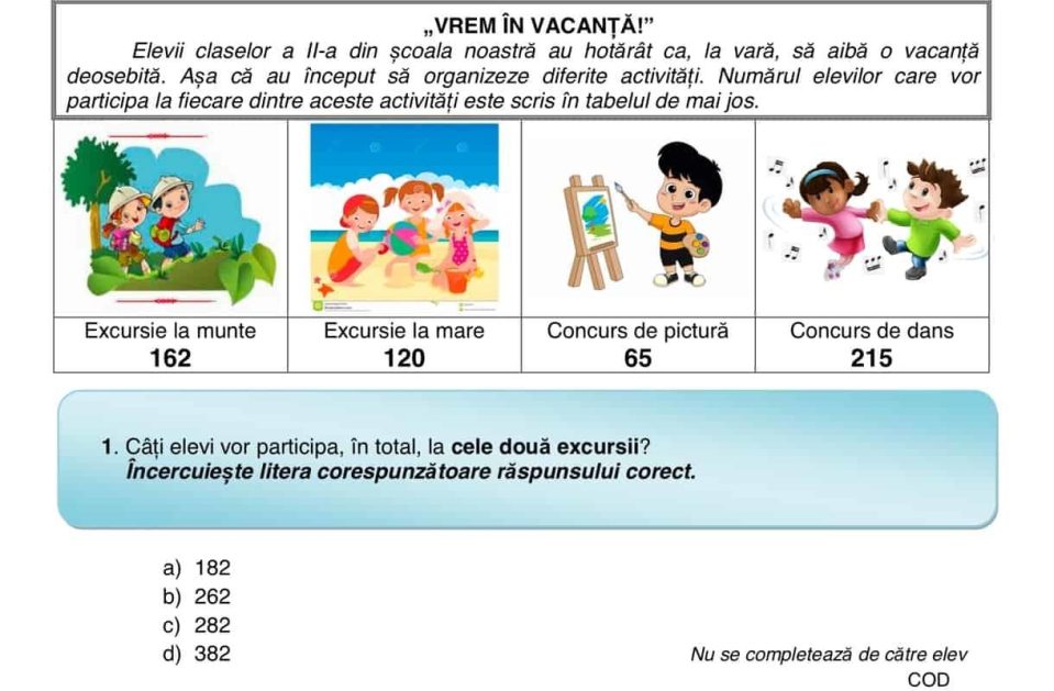 Subiecte Evaluarea NaÅ£ionalÄƒ La Clasele A Ii A A Iv A Si A Vi A Cum AratÄƒ Structura Subiectelor