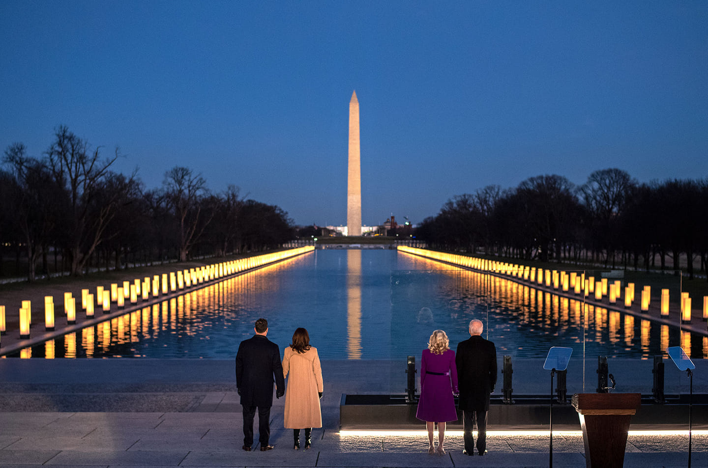 Joe Biden şi Kamala Harris, alături de partenerii lor, înainte de ceremonia de învestitură