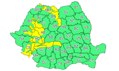 Alertă meteo COD GALBEN de ploi, apoi ger şi ninsori