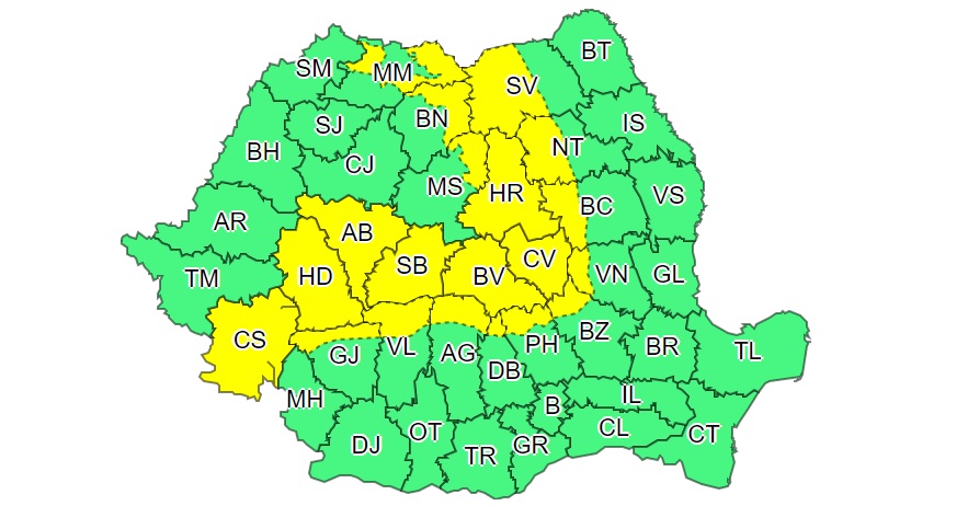 Alertă meteo cod galben de ninsori viscolite