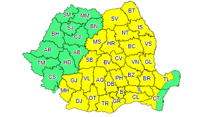Cod galben de caniculă, pentru 15 şi 16 iulie