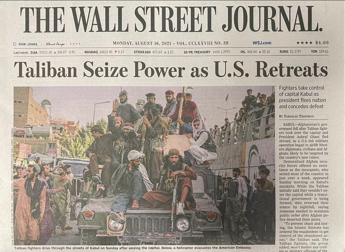Prima pagină din Wall Street Journal