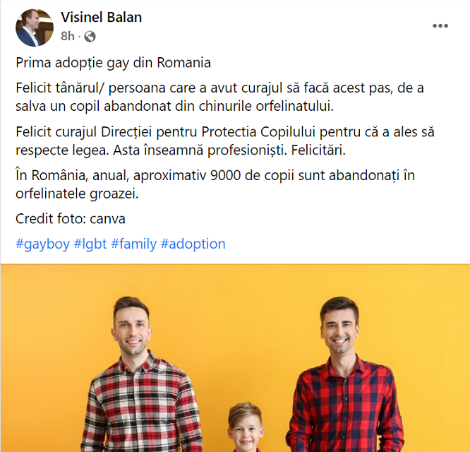 bărbat aparţinând comunităţii LGBT adopţie