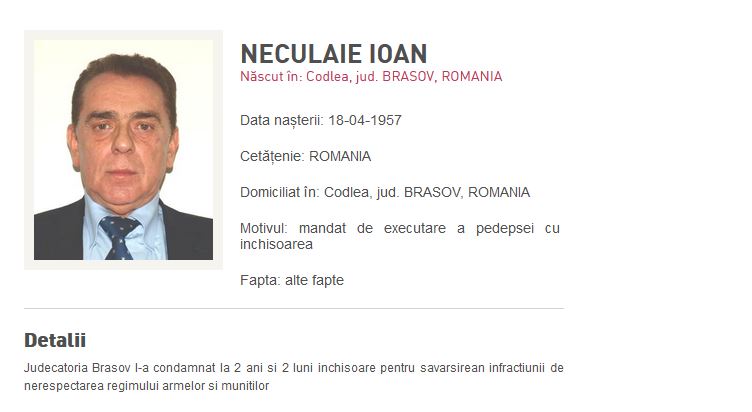 Ioan Neculaie, dat în urmărire națională pentru că este de negăsit după condamnarea definitivă