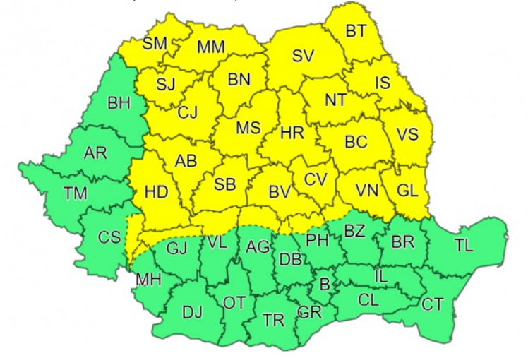 Avertizare meteo COD GALBEN