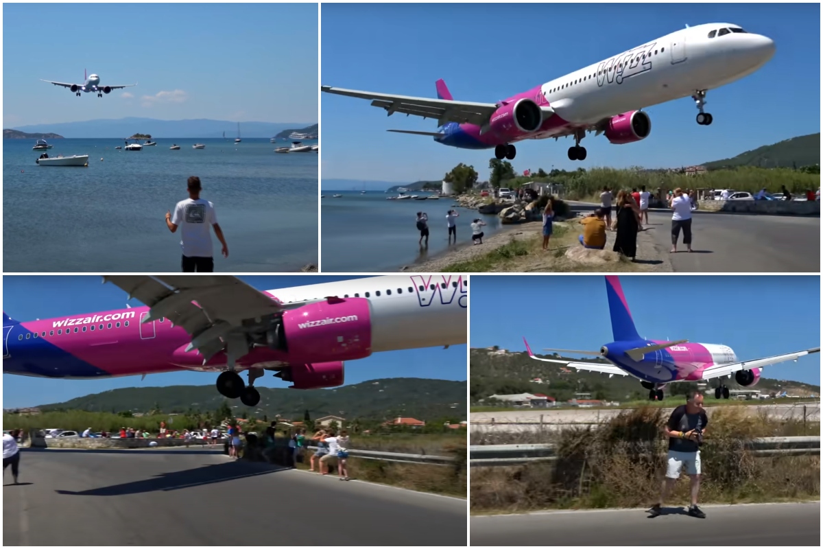 Imagini spectaculoase! Un avion zboară fix pe deasupra oamenilor aflaţi pe plaja din Skiathos. Care este explicaţia aterizării atât de joase. FOTO şi VIDEO