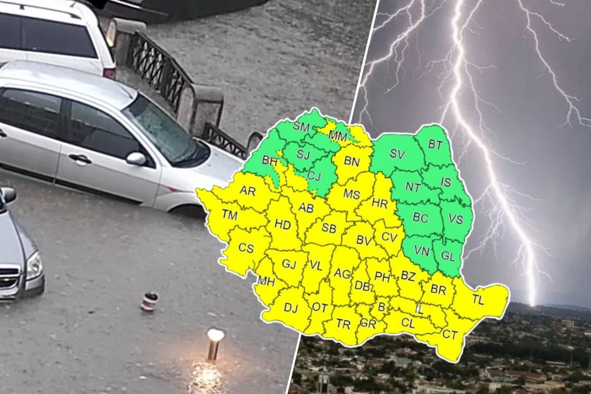 ANM anunţă Cod galben de furtuni – vor fi averse, descărcări electrice, rafale de vânt şi grindină, inclusiv în Bucureşti