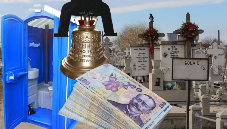 După taxa pe soare şi taxa pe apă de ploaie, avem taxă pentru trasul clopotelor şi folosirea toaletei din cimitir. Amenzile ajung la 2.500 de lei