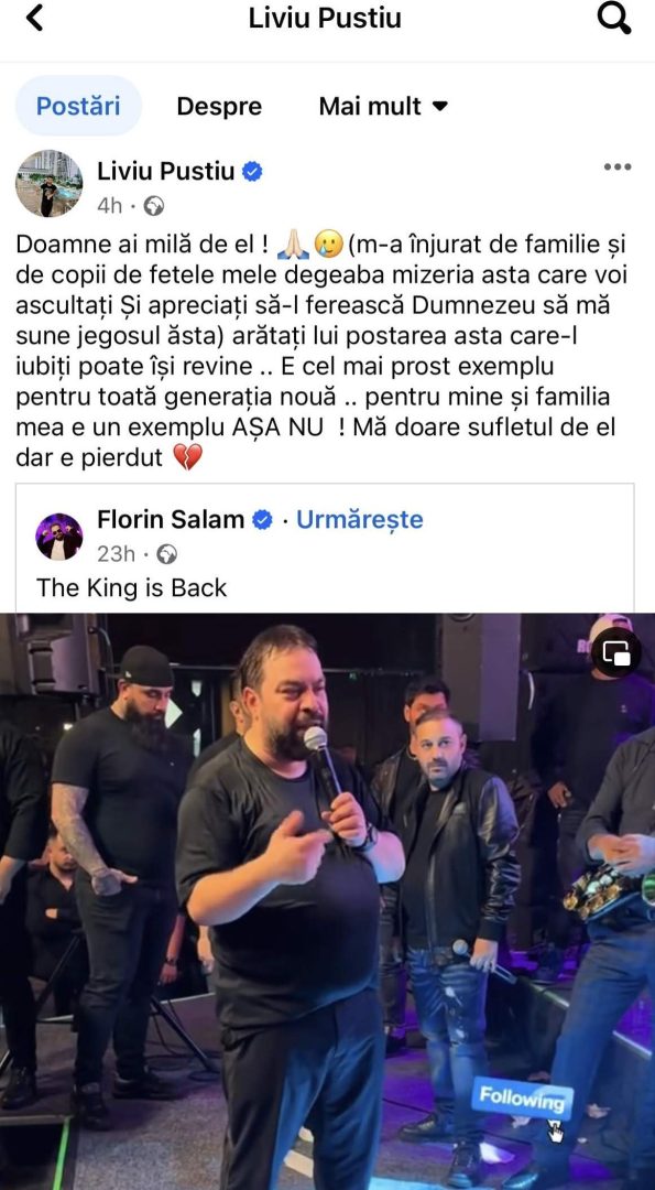 Liviu Puștiu, i-a declarat război lui Florin Salam. „AȘA NU! Mă doare sufletul de el, dar e pierdut”