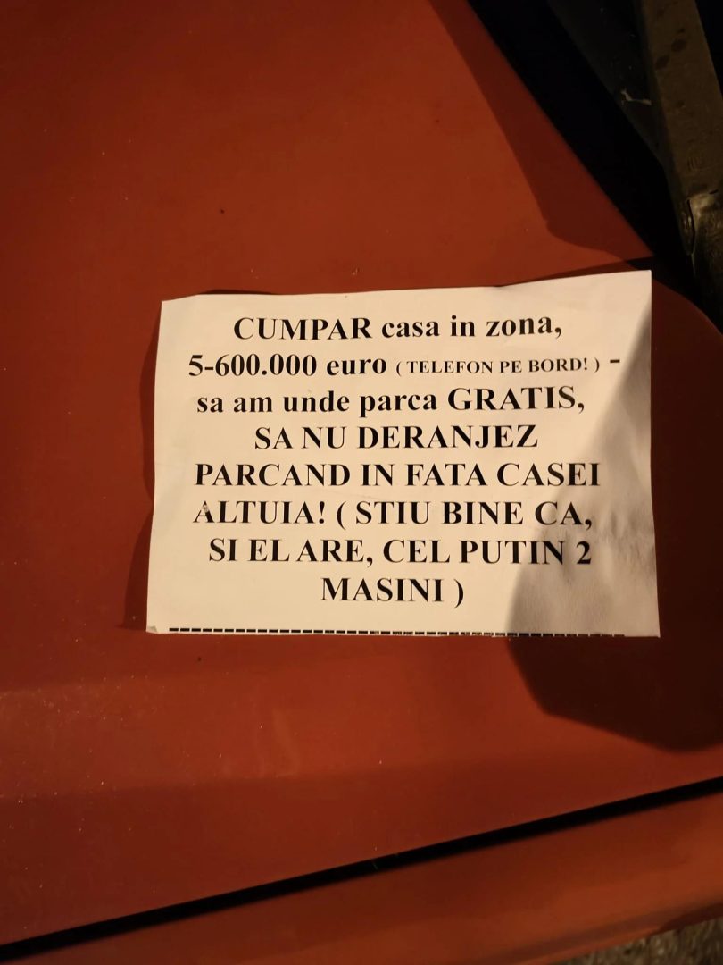 Cu ce s-a trezit în parbriz un șofer care a parcat în fața unei vile de 600.000 de euro: „Cât de departe suntem gata să mergem?”