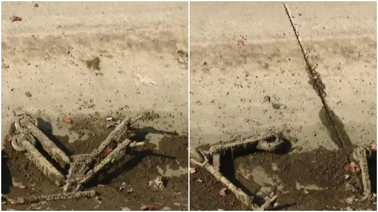 Râul Dâmbovița, un mini cimitir de trotinete și gunoaie! Imagini halucinante