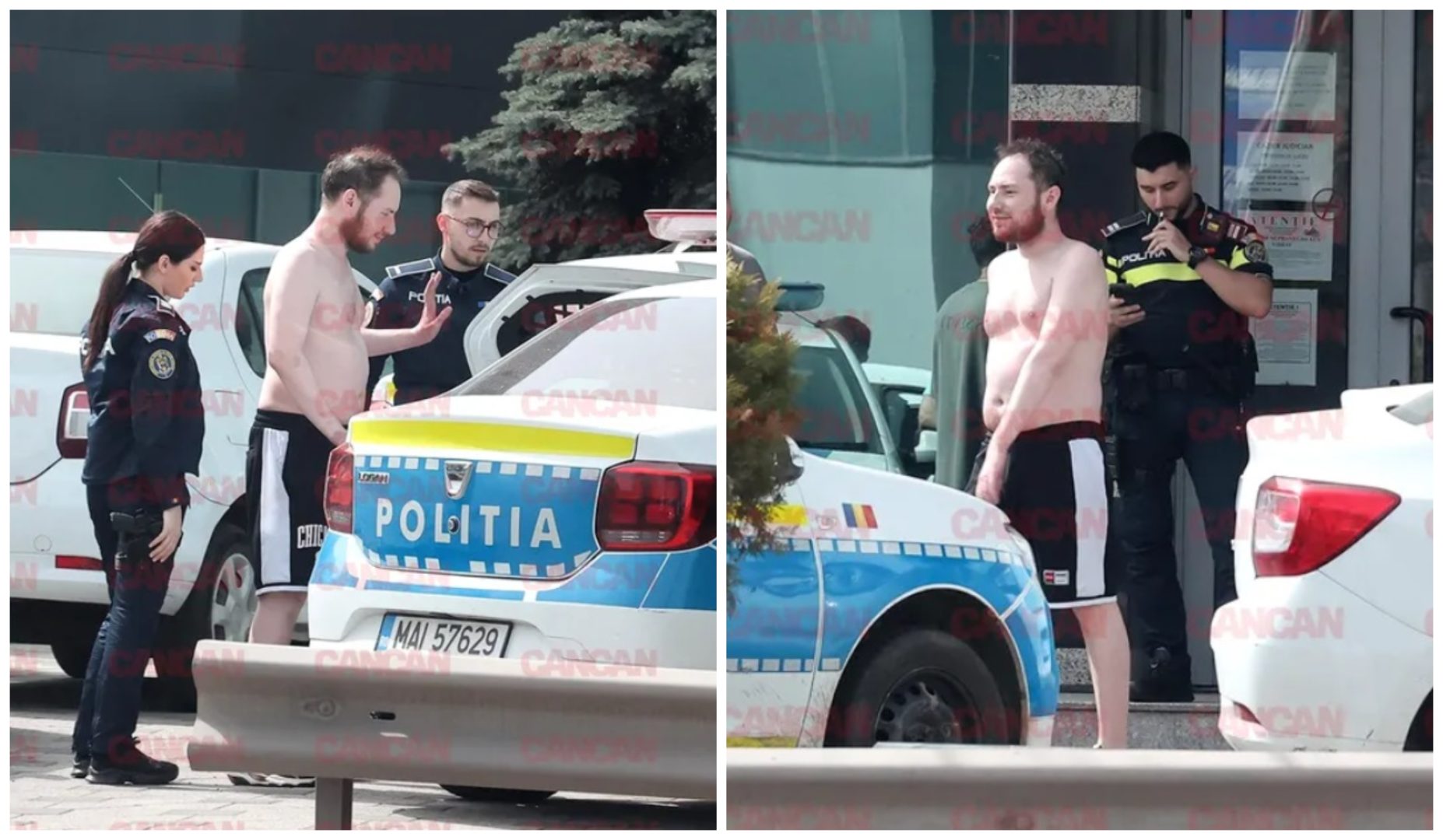 Andrei Versace, reținut de polițiști. Bărbatul a făcut show într-un mall din Capitală, la bustul gol