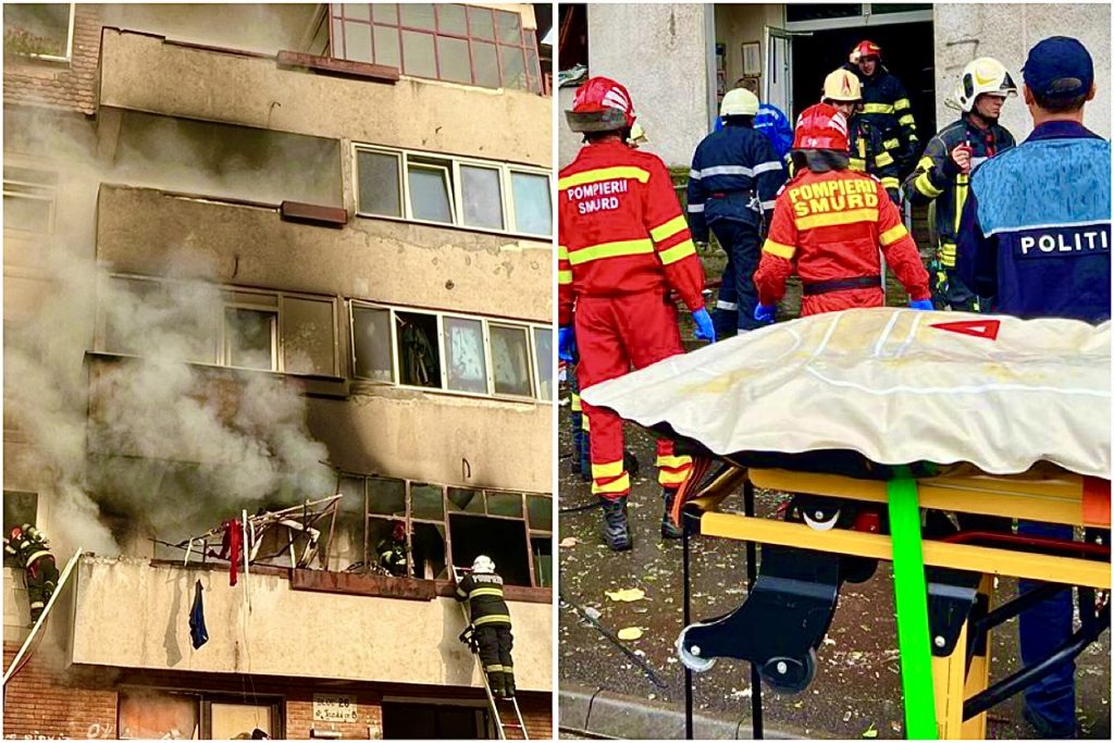 Explozie urmată de incendiu la un apartament dintr-un bloc din municipiul Curtea de Argeș. O persoană a murit