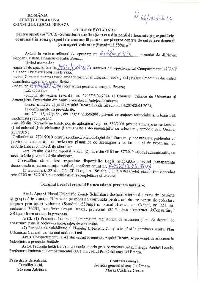 Proiect de hotărâre