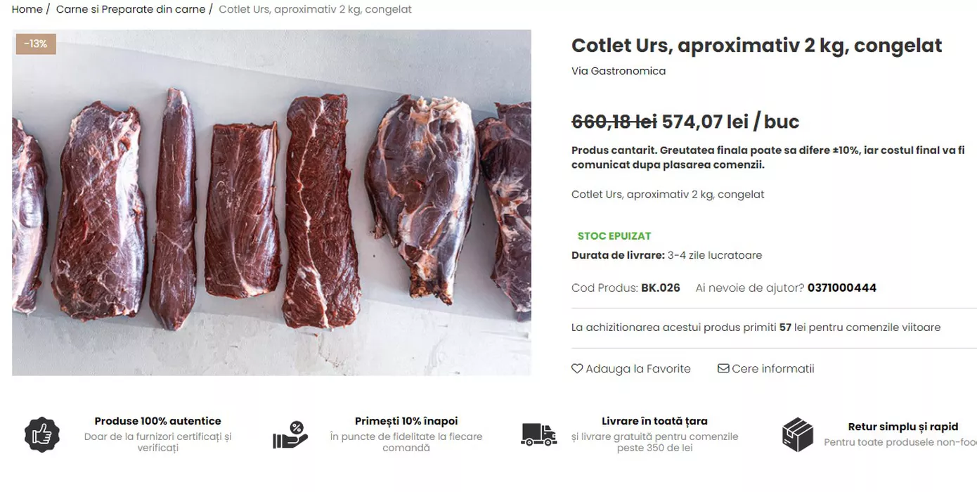 carne de urs
