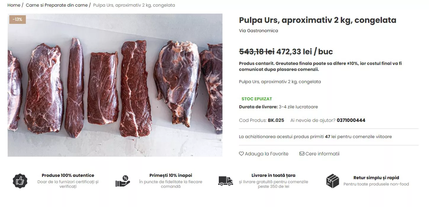 carne de urs