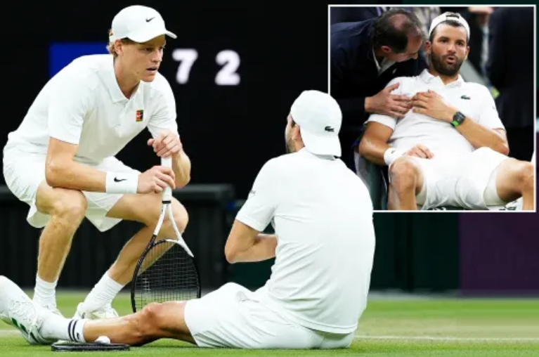 Wimbledon 2025: Grigor Dimitrov conducea cu 2-0 în meciul cu Jannik Sinner, dar a fost nevoit să abandoneze