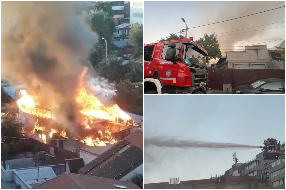 Incendiu de proporții în Capitală. Mai multe locuințe au fost cuprinse de flăcări