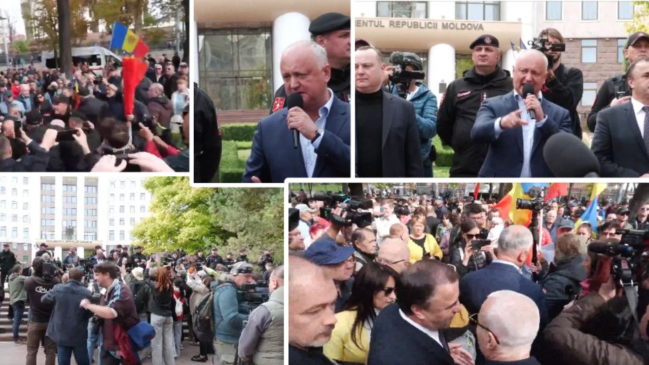 Chișinăul, în alertă după înfrângerea pro-rușilor. Protest cu îmbrânceli, oameni ademeniți cu bani și hrană să iasă în stradă VIDEO