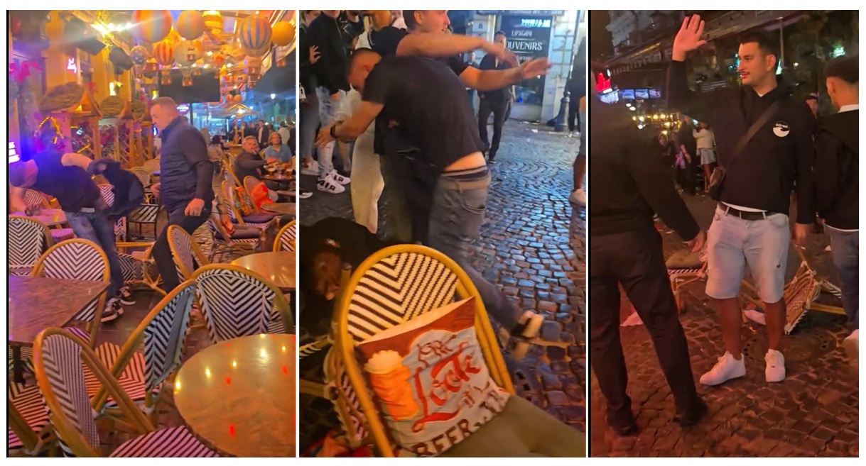 Bătaie ca pe maidan în Centrul Vechi al Capitalei. Clienții și paznicii localului şi-au împărţit pumni şi picioare: „Afară de pe terasă, dă-i drumul de aici!” VIDEO