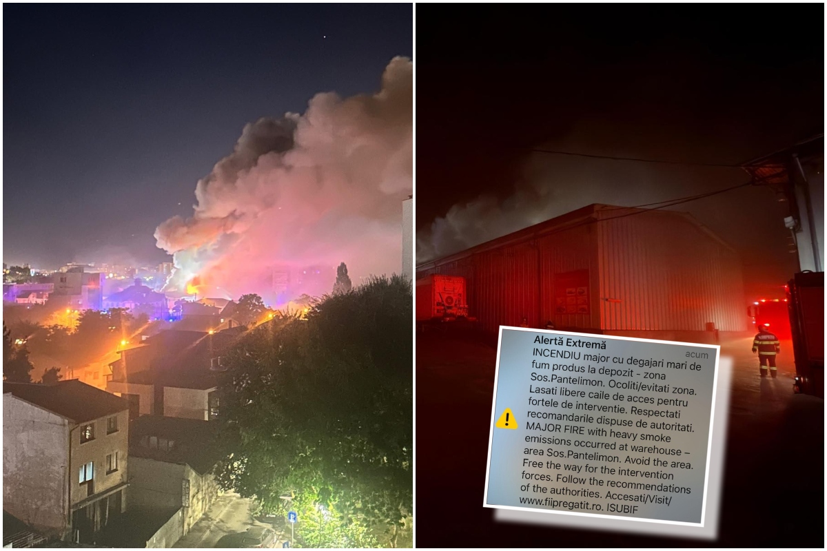 Incendiu cu degajări mari de fum la un depozit din Sectorul 2 al Capitalei. A fost emis mesaj RO-Alert