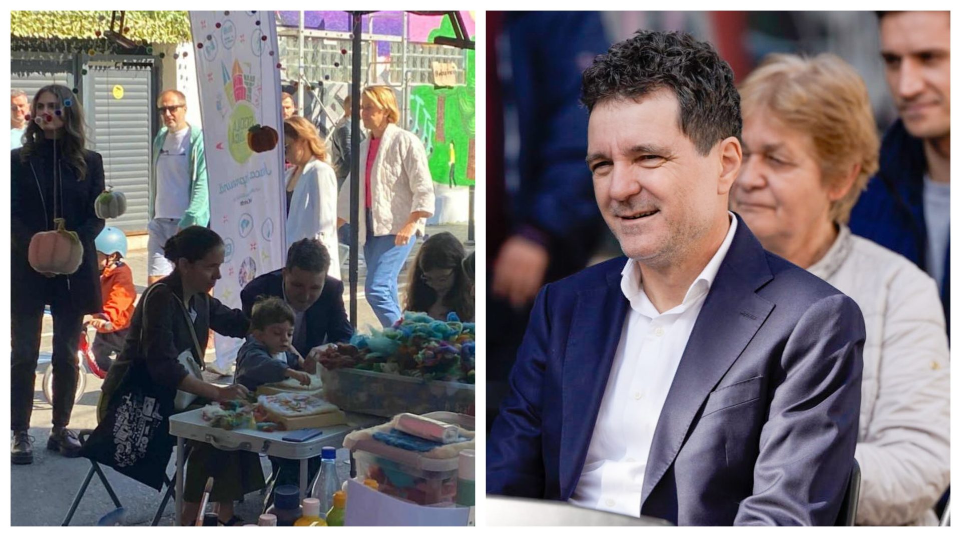 FOTO Imagini înduiosătoare cu Nicușor Dan și Mirabela Grădinaru alături de copii la mai multe târguri de creație