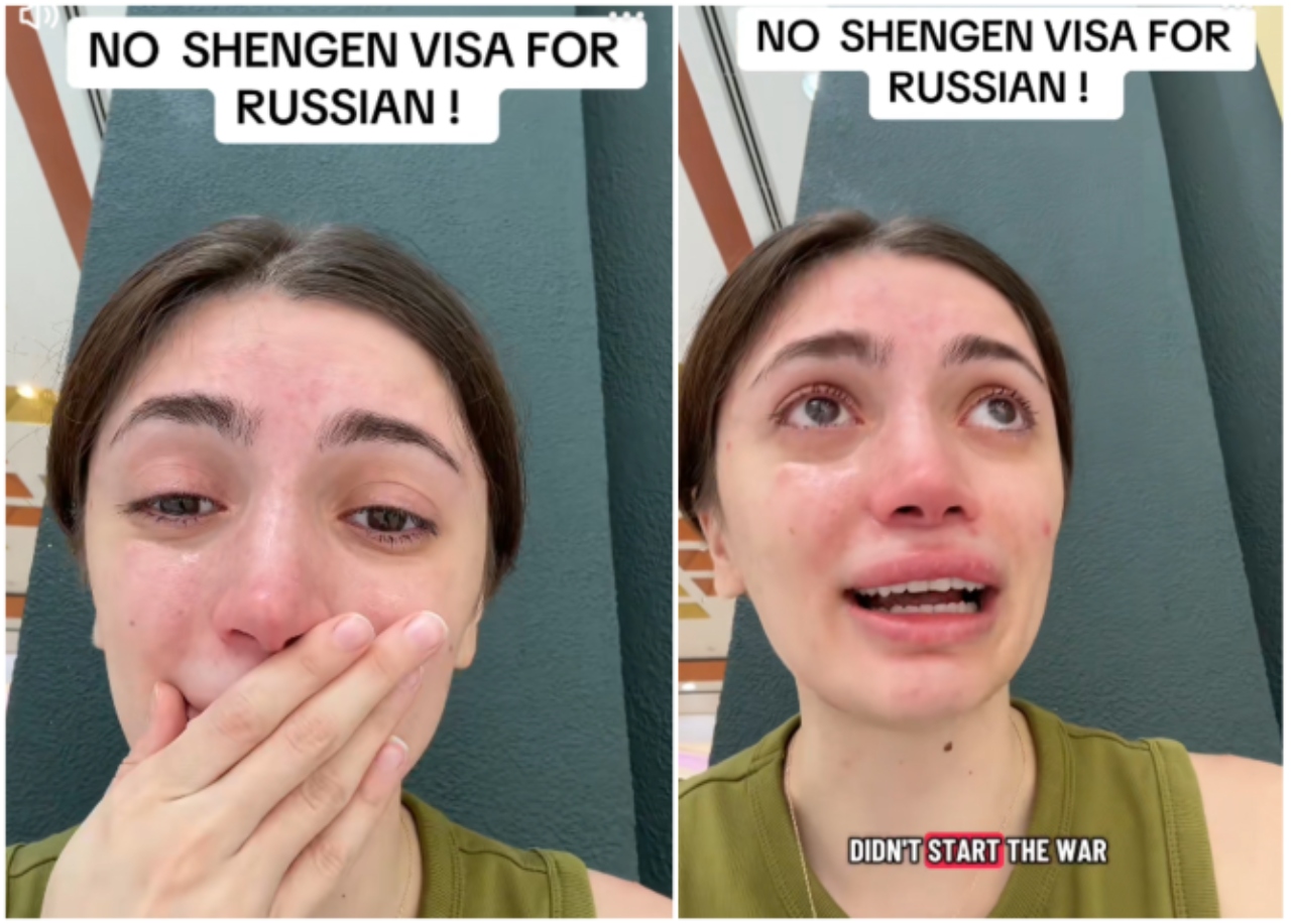 O rusoaică plânge în hohote după ce n-a primit viză Schengen. ”Nu este vina mea că prostul de Putin a atacat Ucraina!”