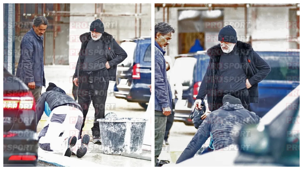 Ce a făcut Gigi Becali înaintea meciului FCSB-Young Boys Berna. IMAGINI SENZAȚIONALE cu muncitorii îngenunchiați în fața lui