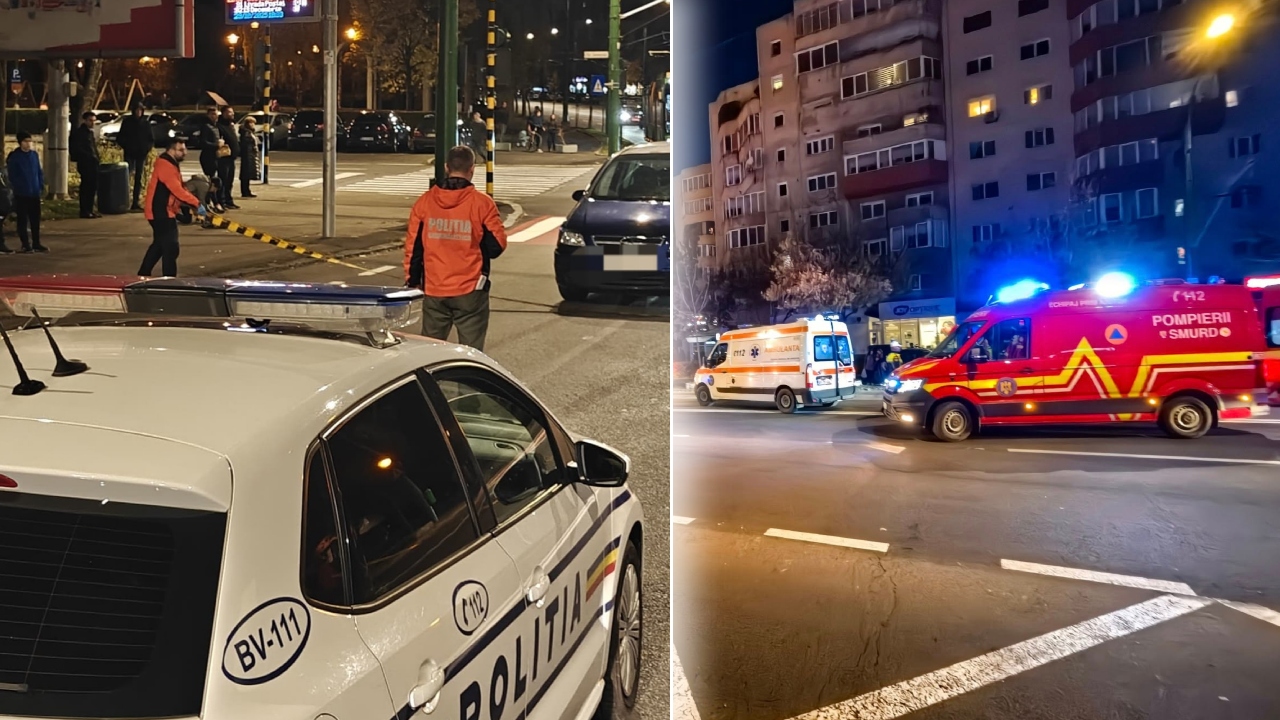 Două persoane, lovite de o mașină condusă de un şofer de 78 de ani pe o trecere de pietoni din Brașov. Ambele au fost transportate la spital
