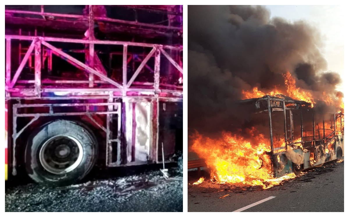 Autobuz în flăcări după accident. Cel puțin 20 de persoane au murit