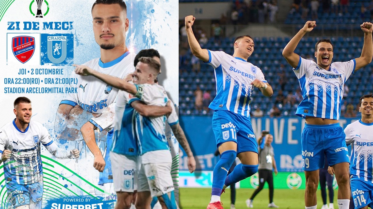 DIGI SPORT LIVE Rakow – Universitatea Craiova ONLINE STREAM. Oltenii vor să treacă de grupele Conference League prin Polonia
