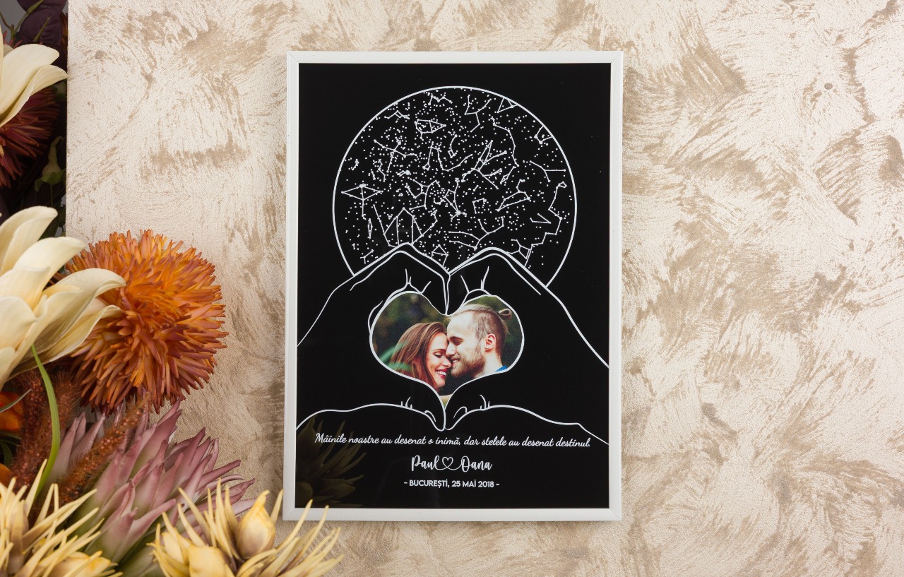 Cadoul care a devenit viral: tabloul constelaţie personalizat – amintirea cerului din ziua ta special