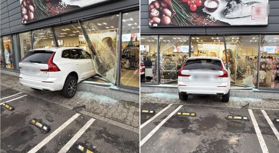 O șoferiță a intrat cu mașina în geamurile unui magazin Pepco, în Brăila. Femeia a încurcat frâna cu accelerația