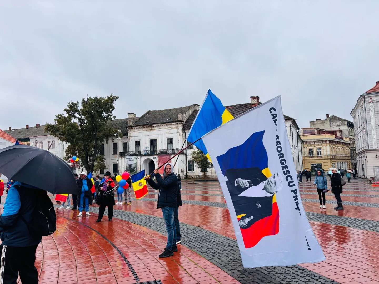 FOTO Protest la Timișoara: Susținătorii lui Călin Georgescu cer „adevărul din 6 decembrie 2024” și strigă „afară, afară cu hoții din țară”
