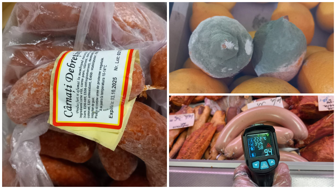 ANPC a dat amenzi de 1,4 milioane de lei după ce a găsit alimente mucegăite și carne expirată în mai multe magazine