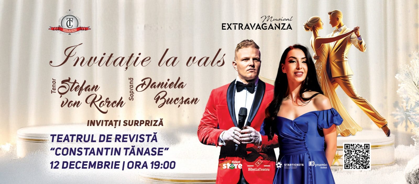 INVITAŢIE LA VALS – Concert în paşi de dans, cu tenorul ŞTEFAN von KORCH şi invitaţii, pe 12 decembrie la Teatrul Tănase – Sala Savoy