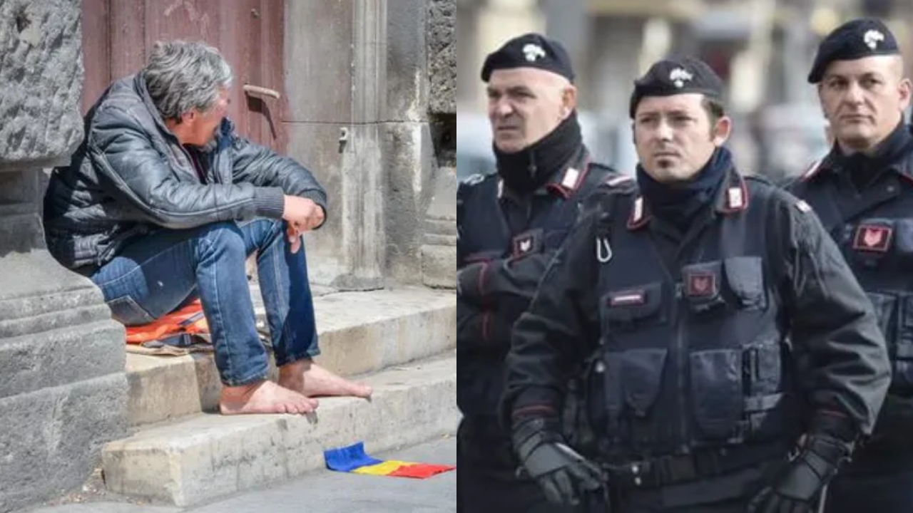 Câți bani au găsit carabinierii în buzunarul unui cerșetor român din Italia. A făcut mai mult într-o lună decât premierul Ilie Bolojan