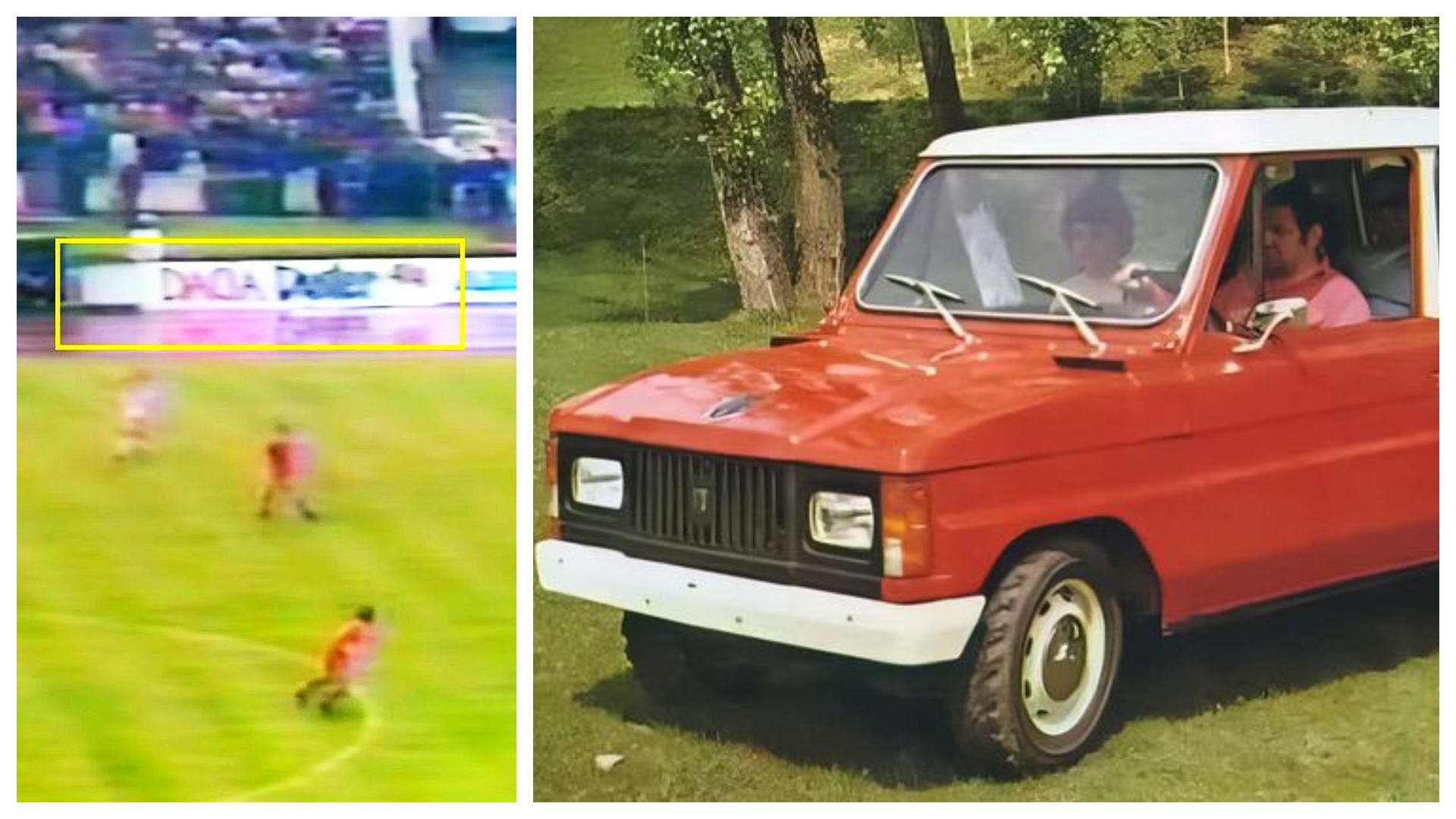 Reclamă la Dacia Duster apărută la meciul Dinamo – Liverpool din 1984. Ce maşini exporta, de fapt, România în Marea Britanie