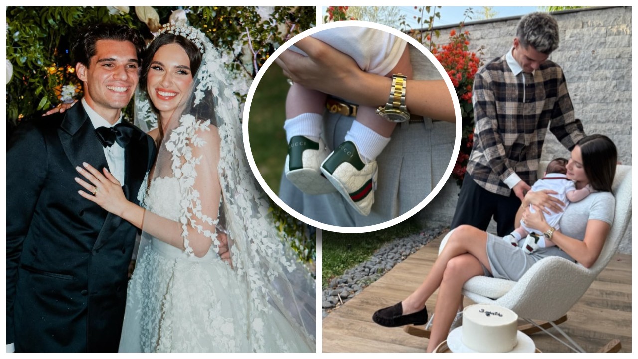 Elena și Ianis Hagi au sărbătorit trei luni alături de fiul lor. Micuțul Giorgios a primit un tort special cu această ocazie