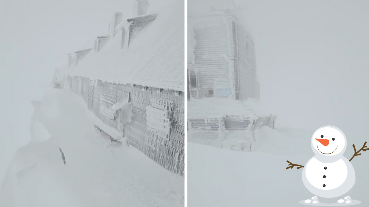 Imagini de poveste din Bucegi: Vârful Omu acoperit de peste un metru de zăpadă