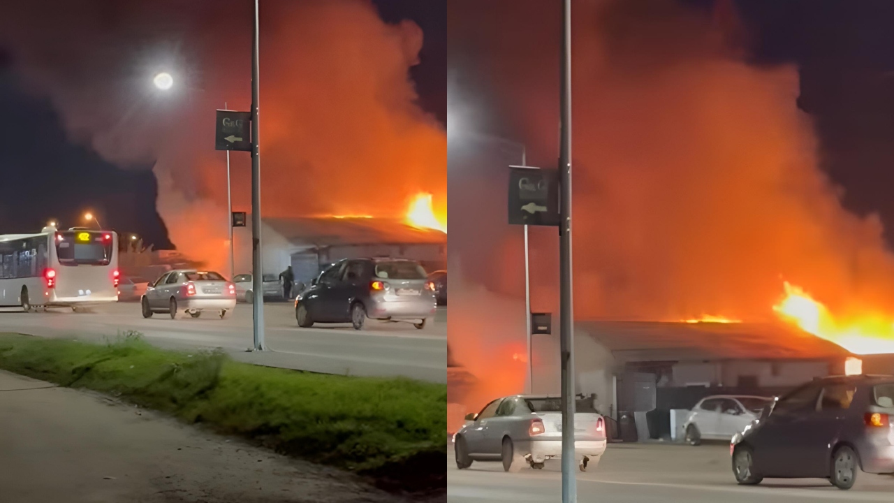 Incendiu foarte violent lângă București. Flăcări uriașe pe Șoseaua Tudor Vladimirescu din comuna Domnești