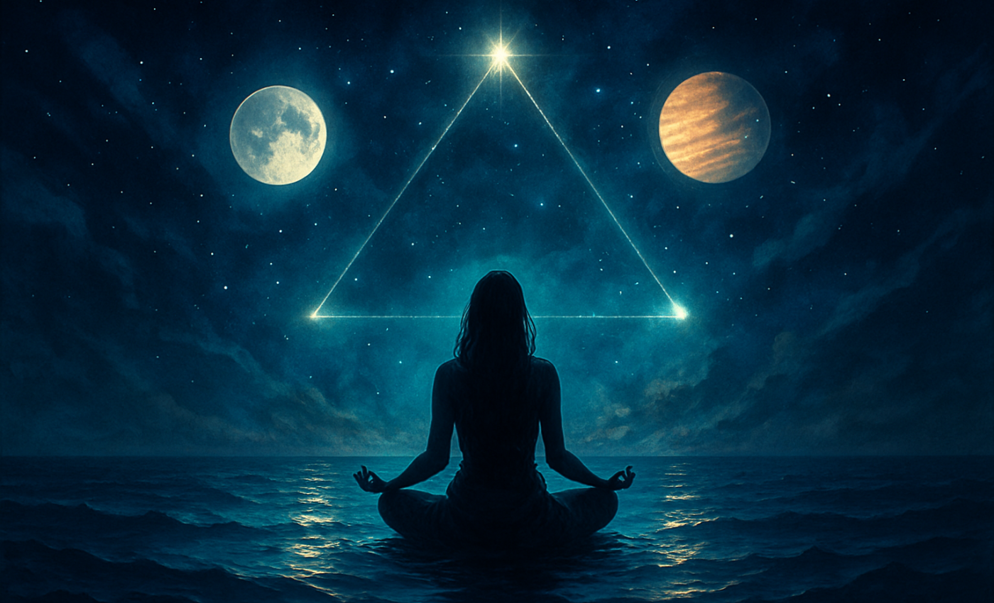 Marele Trigon de Apă – 17 noiembrie 2025: Soare-Jupiter-Saturn îți poate reactiva FRICI din trecut. Ritual de ELIBERARE emoțională