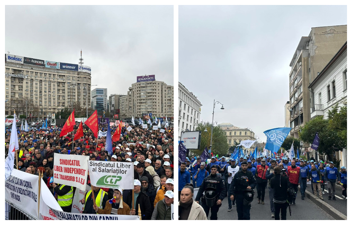Protest cu mii de oameni în Piața Victoriei. Sindicaliștii BNS au ieșit în stradă, care sunt nemulțumirile