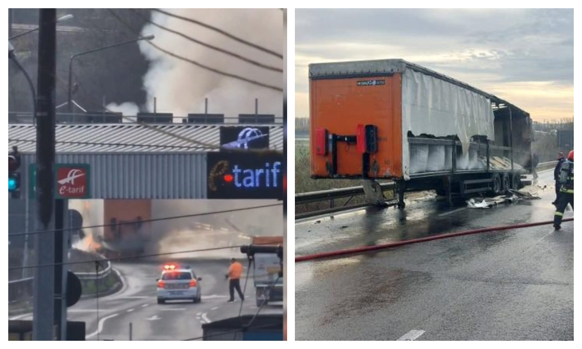TIR în flăcări pe Autostrada Soarelui. Traficul este blocat
