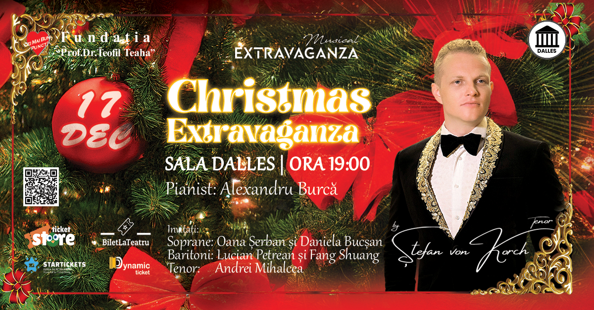 “Clopote Cântă” colind în primă audiţie cu tenorul ŞTEFAN von KORCH şi soprana DANIELA BUCŞAN în concertul Christmas Extravaganza din 17 decembrie