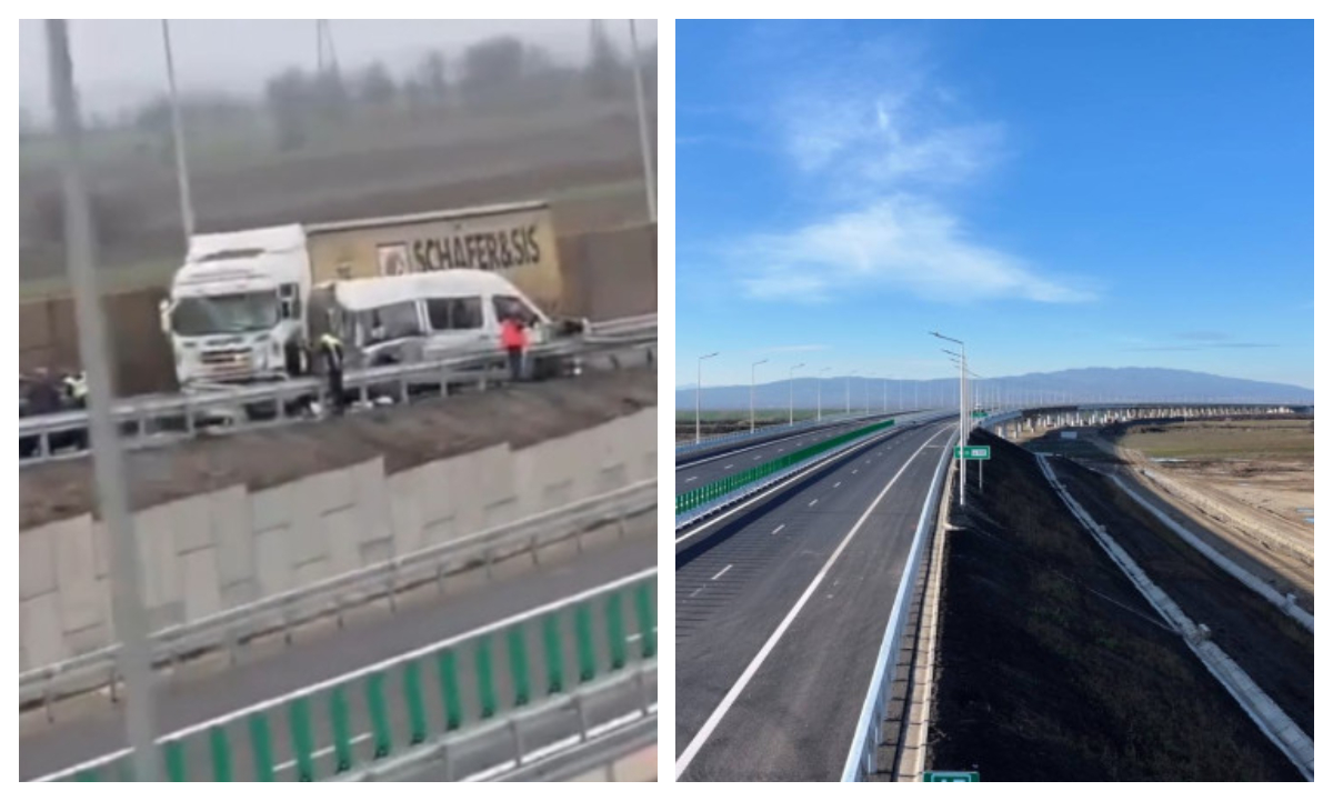 Accident în lanț pe autostrada A7, la scurt timp după inaugurare. Patru persoane au ajuns la spital