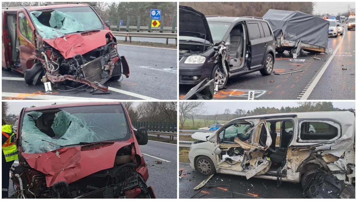 Accident grav pe autostradă, în Ungaria. Doi șoferi spulberați de un microbuz înmatriculat în România. Firul tragediei înainte de Crăciun VIDEO