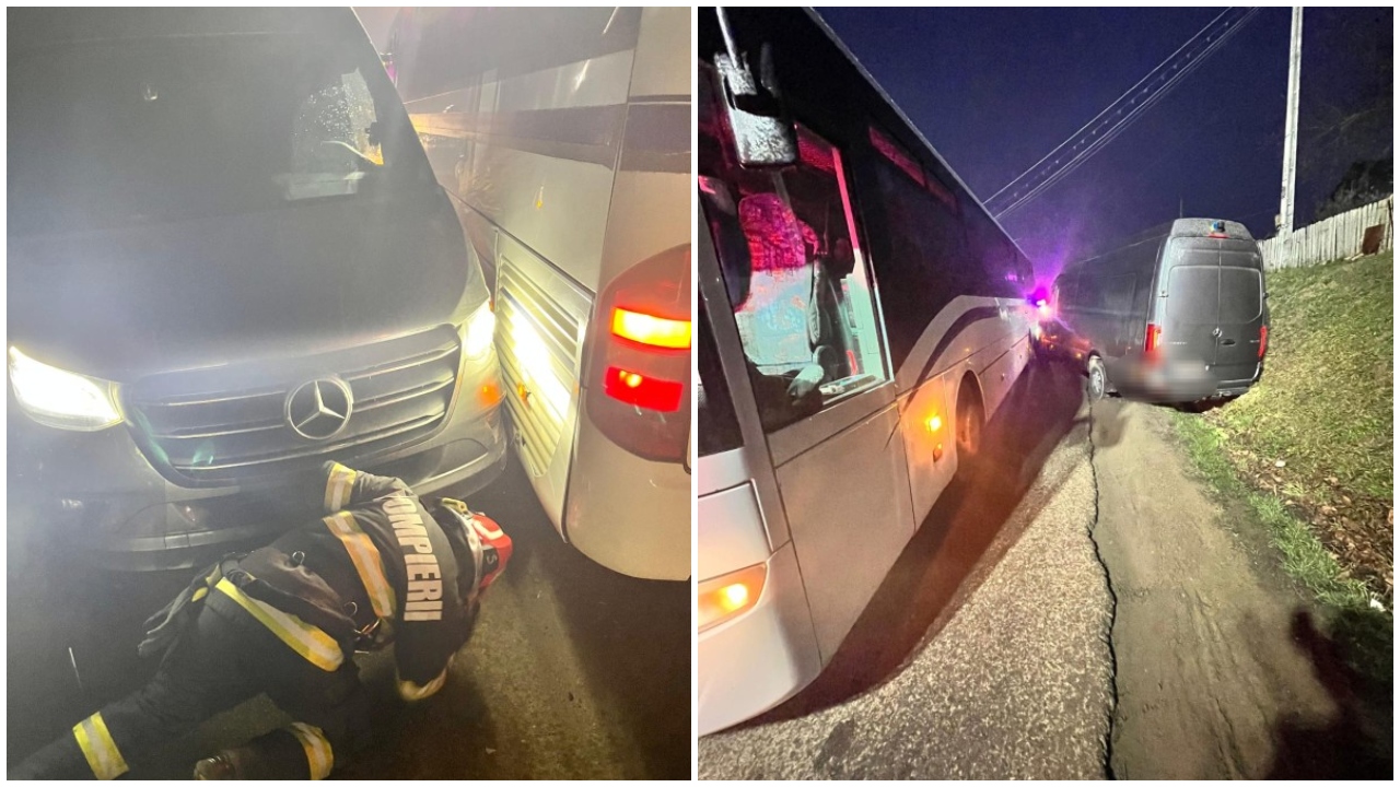 Autocar cu zeci de elevi, implicat într-un accident rutier