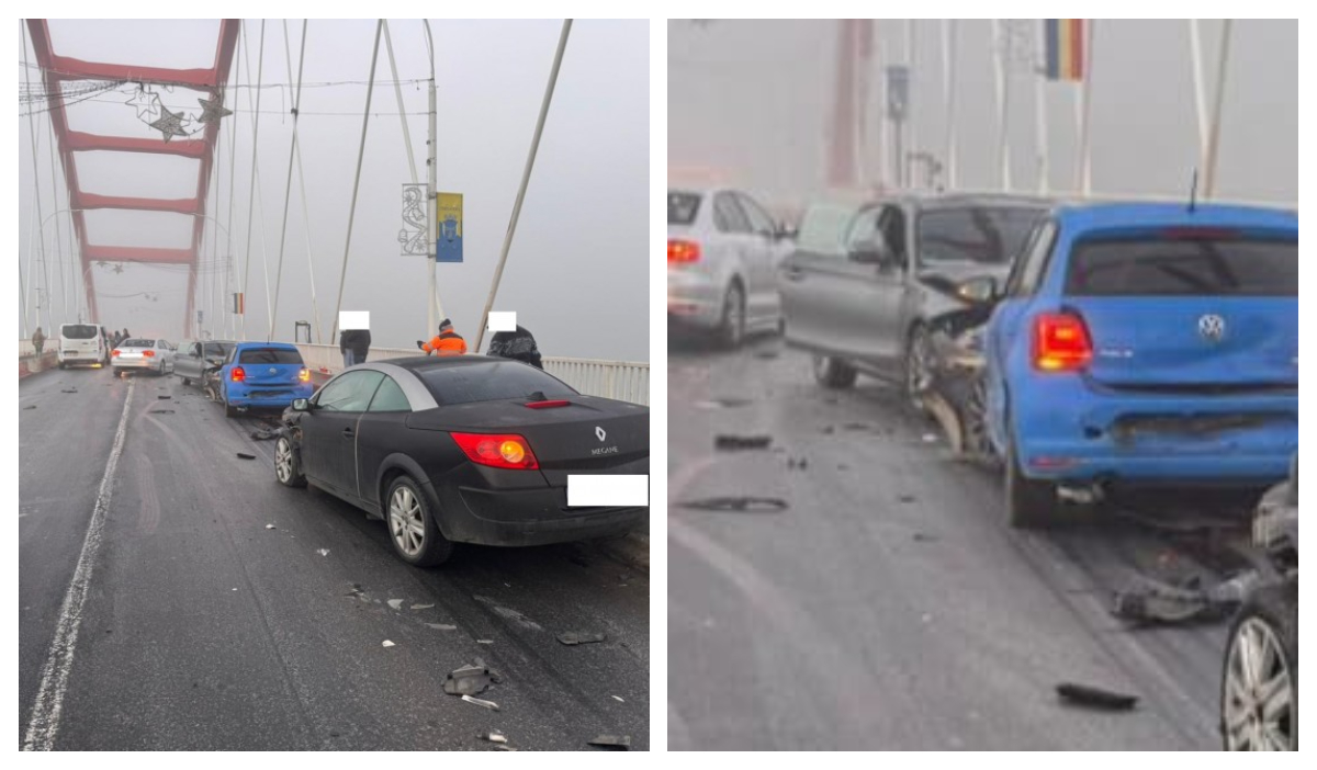 Accident în lanț pe podul de la Cernavodă. Șase mașini au fost implicate